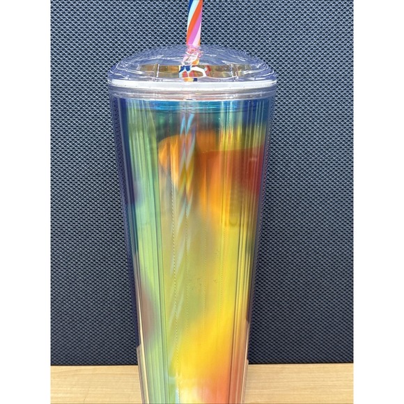 Starbucks 24 Oz Cold Cup Tumbler Dome Top Rainbow Pride KALEIDOSCOPE NEW 2021 - Picture 7 of 11